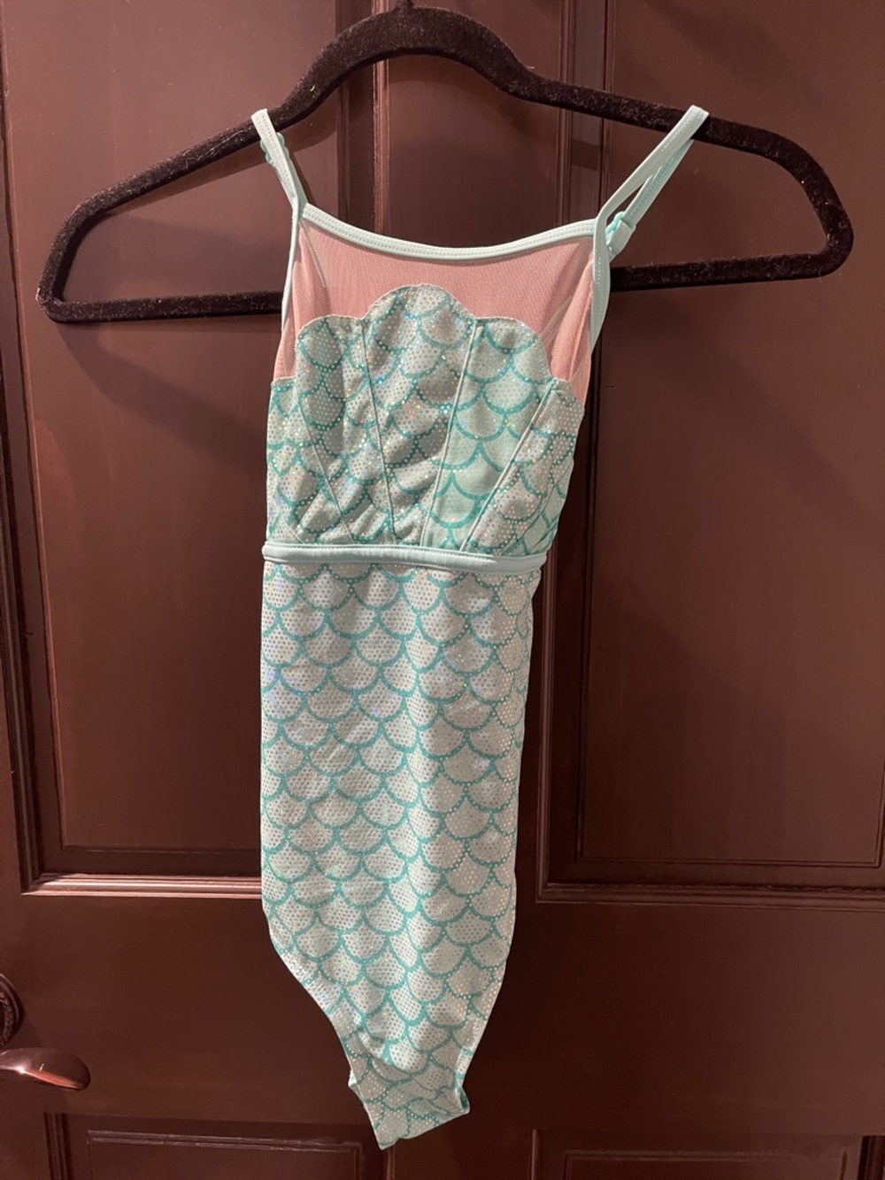 Justice Girls Mint Green Mermaid Scale One-Piece Swimsuit